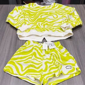 Zara Kids Lime Green and White Matching Set